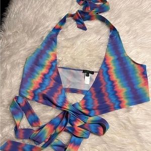 Dolls kill hypnotic tie dye wrap around top